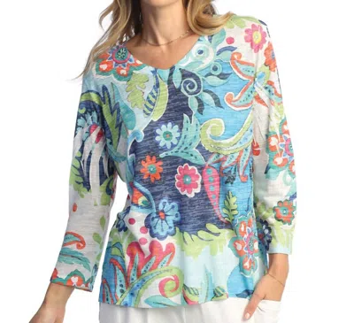 Jess & Jane Marina Burnout High Low Top In Blue Multi