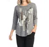 Jess & Jane Mariposa Mineral Wash Curved Hem Top In Midnight In Multi