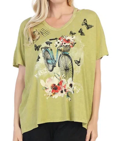 Jess & Jane Maybe Mineral Washed Cotton Cold Shoulder Top In Citrus In Orange