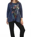 Jess & Jane Melissa Mineral Washed Patch Pocket Cotton Top In Denim In Blue