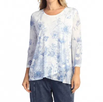 Jess & Jane Mesh Contrast Burnout Tunic In Eden In Multi