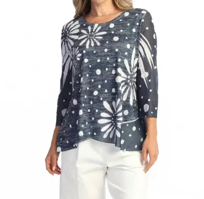 Jess & Jane Mesh Contrast Burnout Tunic In Evangeline In Multi