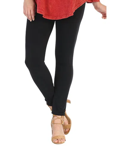 Jess & Jane Mineral Washed Cotton Ankle Legging Pants In Jet Black In Animal Print