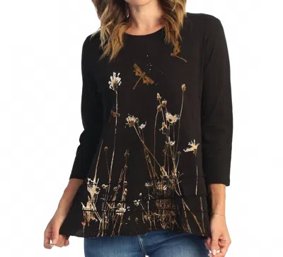 Jess & Jane Mineral Washed Cotton Layered Top In Together Black In Multi