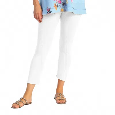 Jess & Jane Mineral Washed Cotton Legging Capri Pants In White