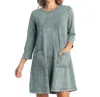 Jess & Jane Mineral Washed Cotton Pocket Dress In Teal In Green