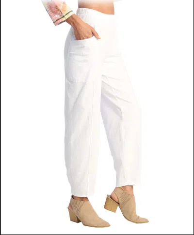 Jess & Jane Mineral Washed Cotton Spandex Lantern Pants In White