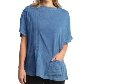 Jess & Jane Mineral Washed Cotton Top In Indigo Blue