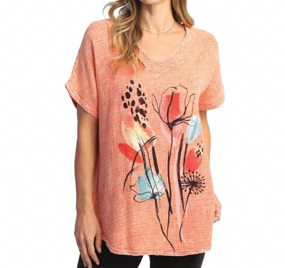Jess & Jane Mineral Washed Double Gauze Top In Camelia Watermelon In Neutral