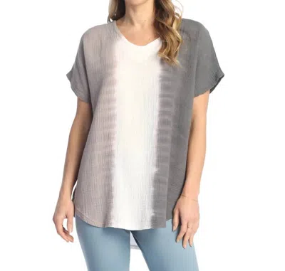 Jess & Jane Mineral Washed Double Gauze Top In Moon Rock In Gray