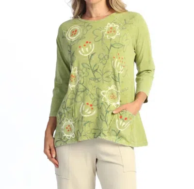 Jess & Jane Mineral Washed Patch Pocket Tunic Top In Paloma In Multi