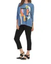 Jess & Jane Modern Art Dolman Sleeve Top In Marine Blue In Blue