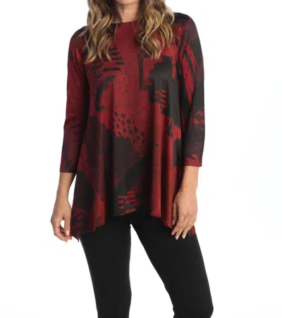 Jess & Jane Montecito Raglan Slinky Top In Red/black In Multi