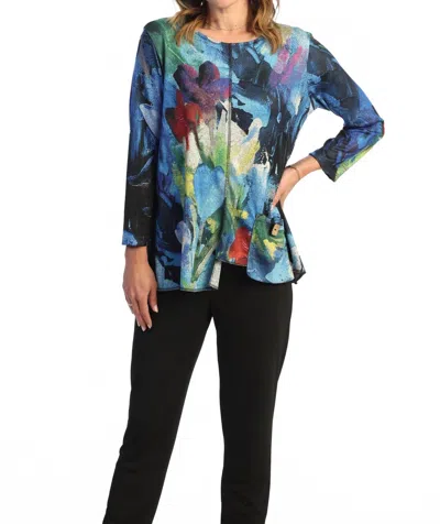 Jess & Jane Morning Glory French Brushed Knit Top In Multi