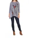 Jess & Jane Muse Slinky Knit Top In Purple/grey In Gray