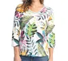 Jess & Jane Paradise V-neck Printed Cotton Top - Plus In Multi In Multi