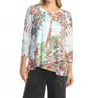 Jess & Jane Paris Cafe Print 3/4 Sleeve Blouse In Multi In Multi