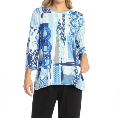 Jess & Jane Patch Pocket Top In Blue Ocean In Multi