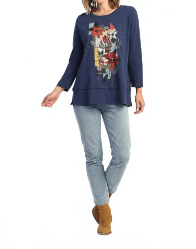 Jess & Jane Patches Cotton Layered Top In Blue