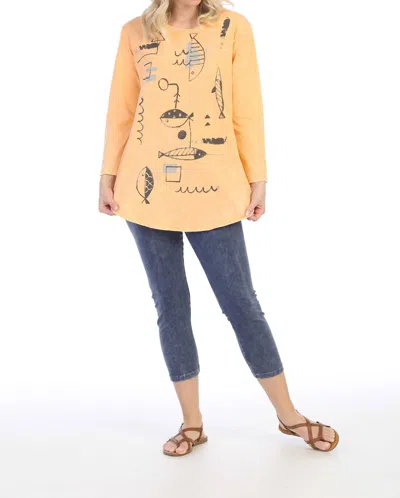Jess & Jane Piers Mineral Washed Cotton Top In Light Tangerine In Yellow