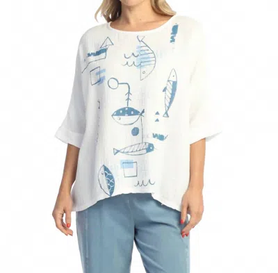 Jess & Jane Piers Mineral Washed Gauze Poncho Top In White