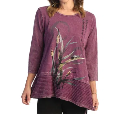 Jess & Jane Pinball Mineral Washed Asymmetric Top - Plus In Plum In Pink