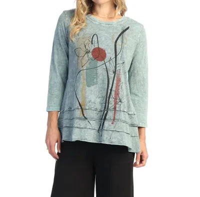 Jess & Jane Poem Floral Print Layered Tunic Top In Blue