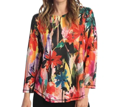 Jess & Jane Poppy Round Neck Top In Pattern In Multi