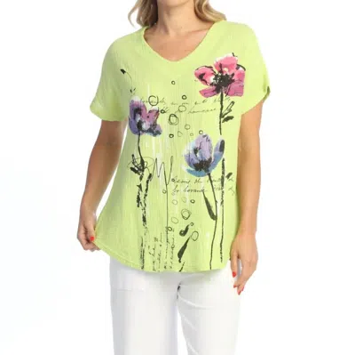 Jess & Jane Postcard Mineral Washed Cotton Double Gauze Top In Lime In Green