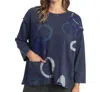Jess & Jane Puzzle Mineral Washed Drop Shoulder Top - Plus In Blue In Blue