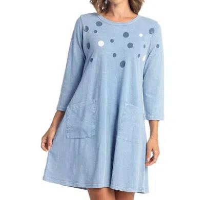 Jess & Jane Rain Dots Mineral Washed Cotton Dress In Cornflower Blue