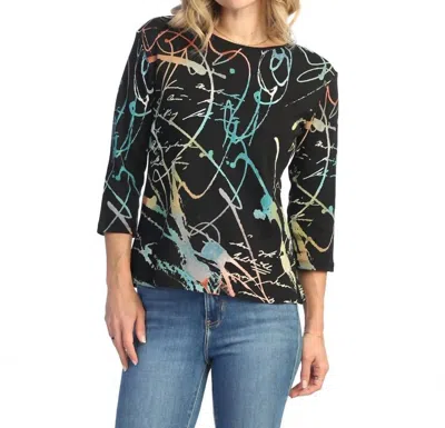 Jess & Jane Rhapsody Printed Cotton Top - Plus In Black