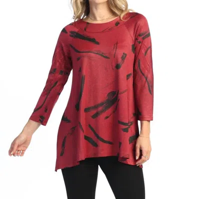 Jess & Jane Ripples Raglan Sleeve Slinky Top In Red