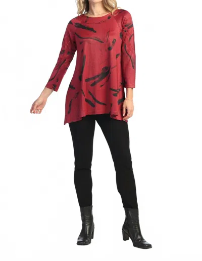 Jess & Jane Ripples Raglan Slinky Top In Red