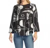Jess & Jane Round Neck Top In Canvas In Multi