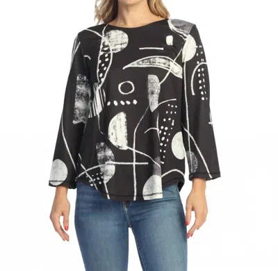 Jess & Jane Round Neck Top In Canvas In Multi