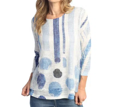 Jess & Jane Sandra Fine Knit Contrast Seam Top In Soft Blue