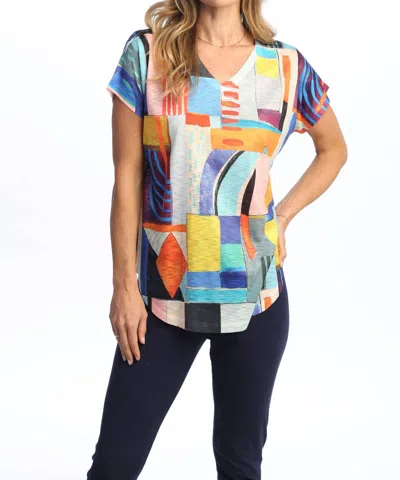 Jess & Jane Santiago Cap Sleeve Top In Blue Multi