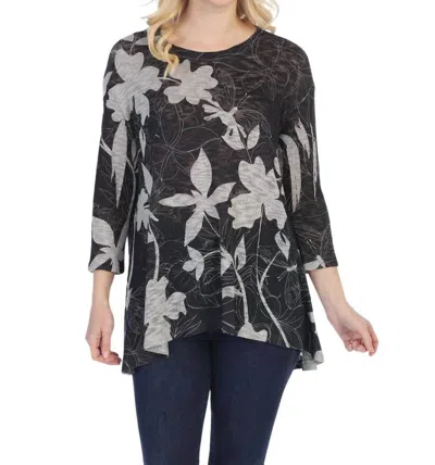 Jess & Jane Secret Sweater Knit Hi-low Top In Black