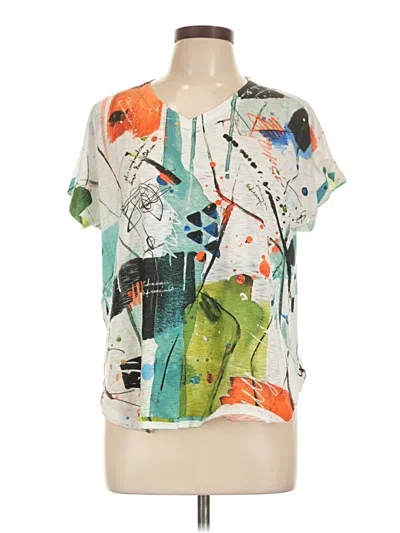 Pre-owned Jess & Jane Short Sleeve Blouse In Green