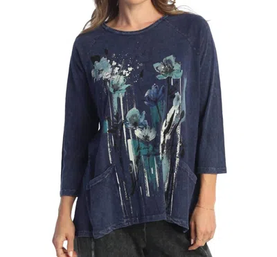 Jess & Jane Sierra Mineral Washed Patch Pocket Cotton Top In Denim In Multi