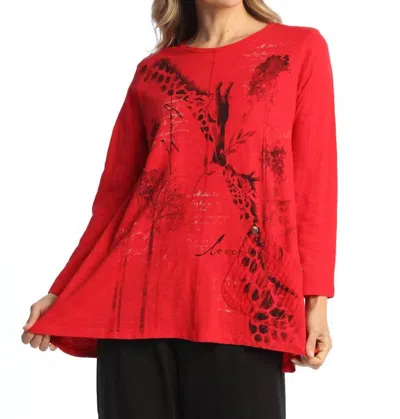 Jess & Jane Single Pocket Safari Top In Red/ Black