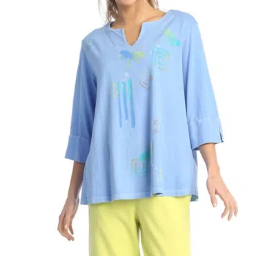 Jess & Jane Sky High Pigment Dyed Cotton Jersey Top In Provence Blue