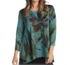 Jess & Jane Slinky Knit Hi-lo Tunic Top In Teal In Blue
