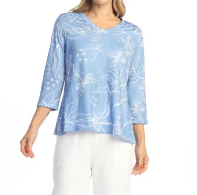 Jess & Jane Soft Touch V-neck Top In Darling In Blue