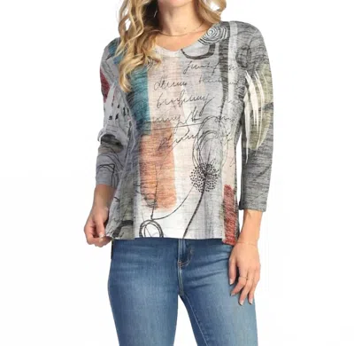 Jess & Jane Sonnet Burnout High Low Top In Grey Multi