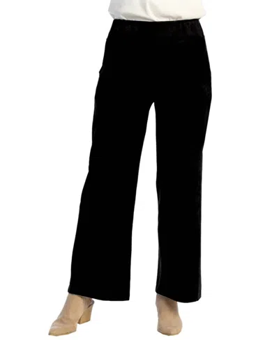 Jess & Jane Straight Yoga Comfy Cotton Pant In Jet Black