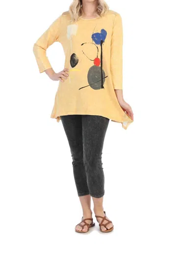 Jess & Jane Strolling Mineral Washed Mesh Top In Yellow/wheat In Multi