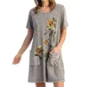 Jess & Jane Sun Date Mineral Washed Pocket Dress In Midnight In Multi