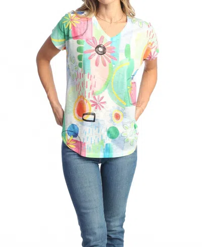 Jess & Jane Sunny Cap Sleeve Top - Plus In Multi